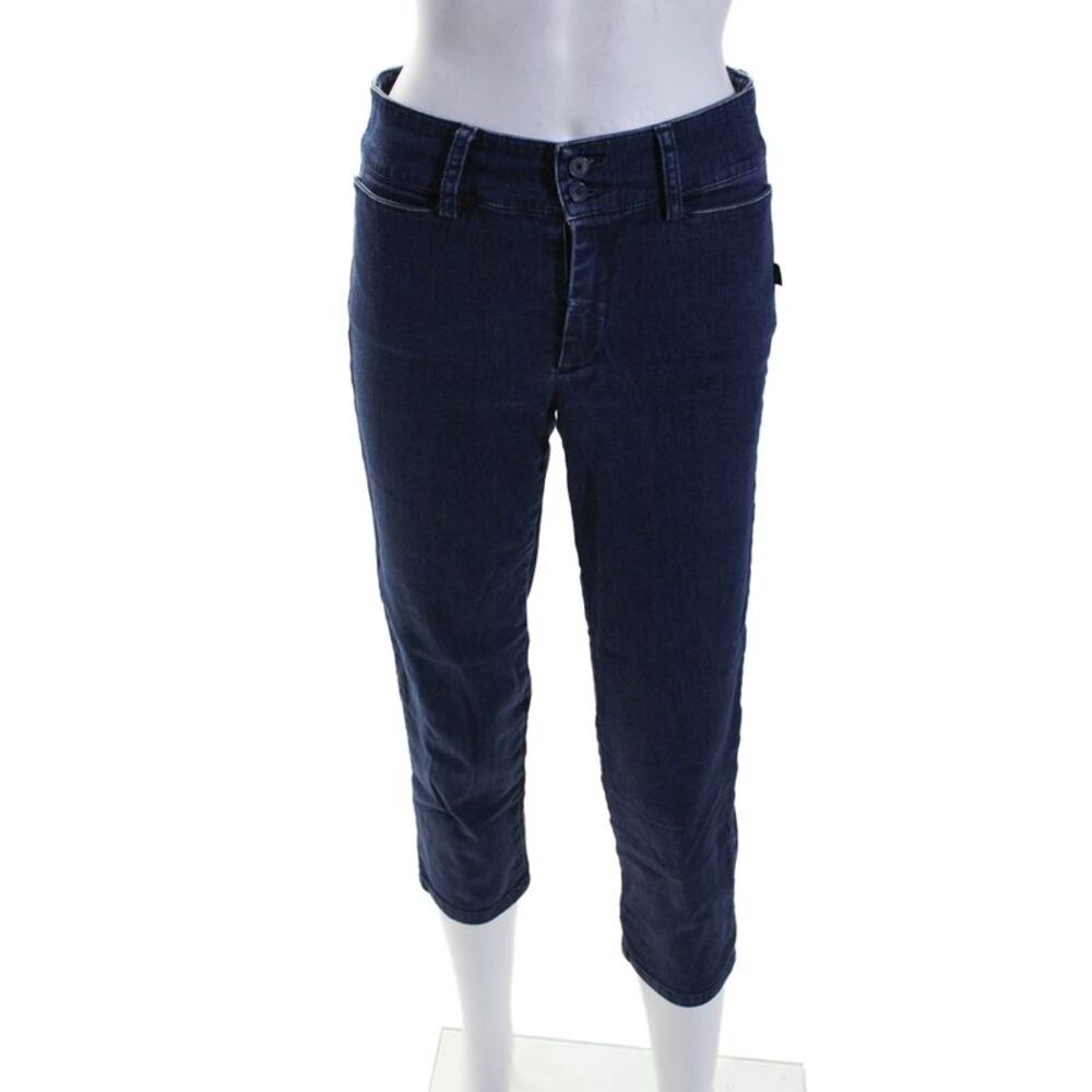 Agnes B Womens Cotton Denim Low Rise Straight Leg Capri Jeans Dark Blue Size 36
